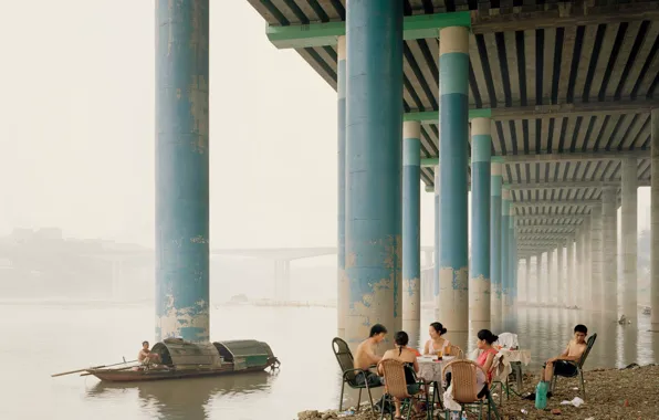 Bridge, posts, boat, river, picnic, Asian, picnic positive stay
