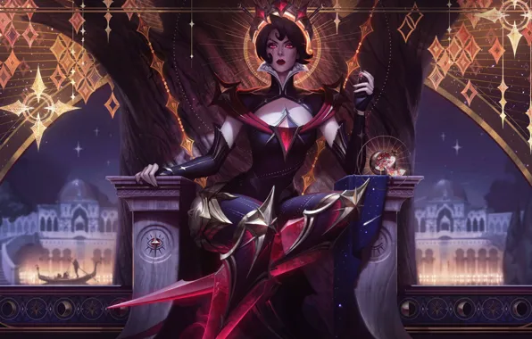 Girl, fantasy, the throne, League of Legends, Camille, Riot Games