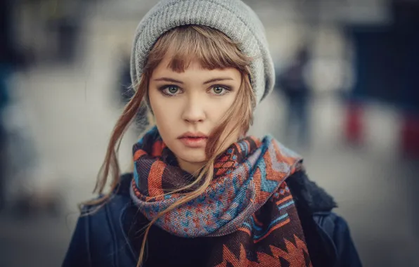 Picture portrait, cap, curls, grit, Nastya, Anastasia Shcheglova