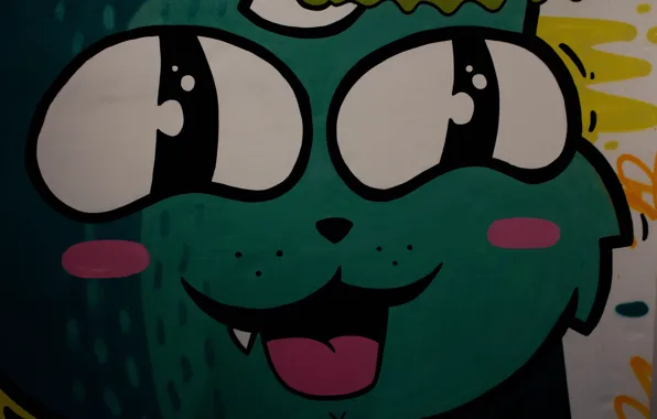 Cat, smile, anime, art