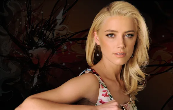 Picture girl, face, hand, actress, blonde, beauty, neck, Amber Heard