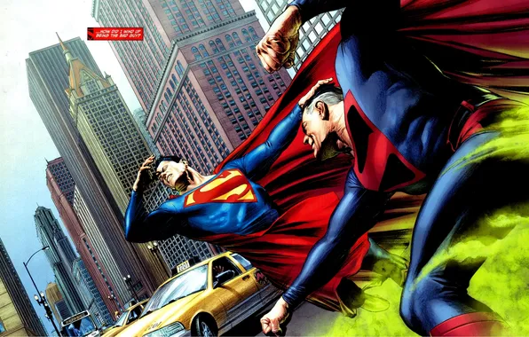 Superman, battle, new york, new York, comic, Superman, dc comics, superhero