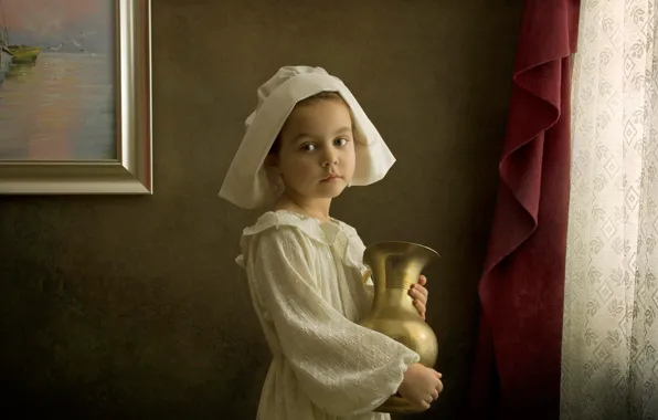 Picture styling, girl, pitcher, Renaissance, imitation, the art style