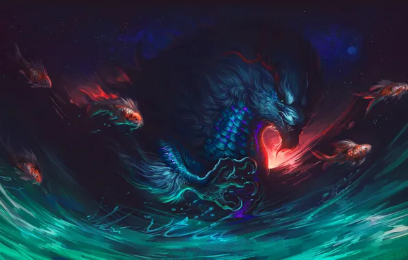Being, Dragon, Fish, Fish, Fish, Paw, Art, Art