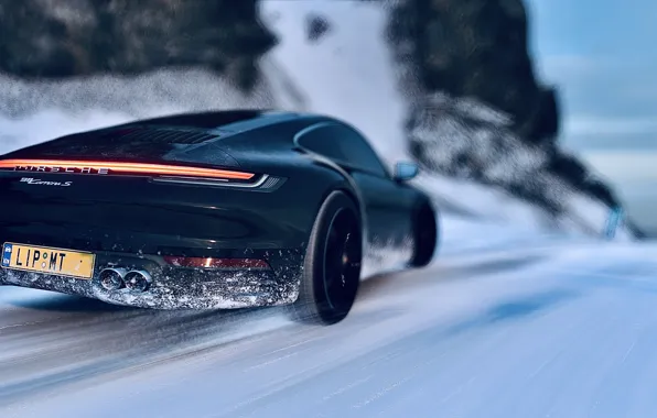HDR, 911, Porsche, Drift, Winter, Snow, Game, Carrera S