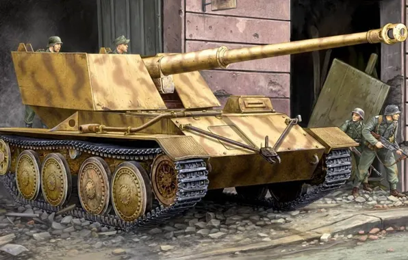 Picture figure, armor, Waffentrager, 88mm, Pak-43, Krupp/Ardelt, German self -propelled gun