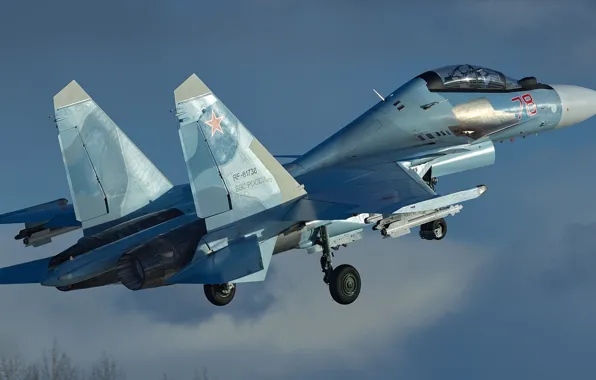 Picture Sukhoi, Flanker-C, the 4+generation, Su-30CM, serial upgraded, Russian double multi-purpose fighter, Su-30MKI for Russian air …