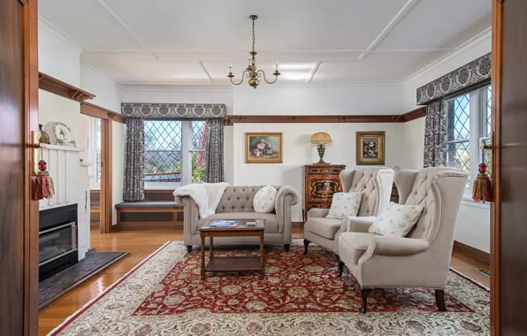 Design, sofa, carpet, chair, fireplace, living room