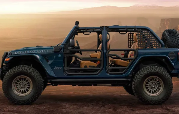 Concept, horizon, haze, Jeep, side view, Jeep, show car, Jeep Wrangler Rubicon 4xe Departure