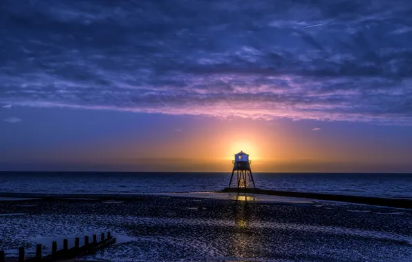 Sea, sunset, shore