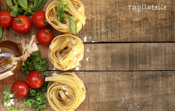 Greens, tomatoes, pasta
