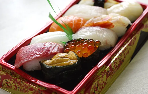 Fish, caviar, sushi, cuts