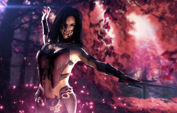 Girl, rendering, fighter, mortal kombat, sai, Mileena, SAI