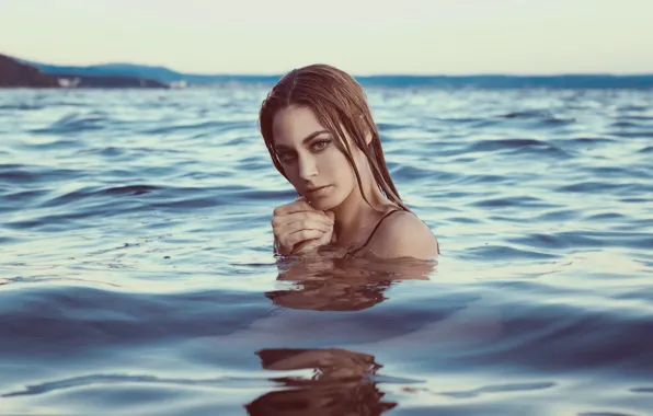 Girl, in the water, brown-eyed, Federico Sciuca, Sea life, Katia Lovat