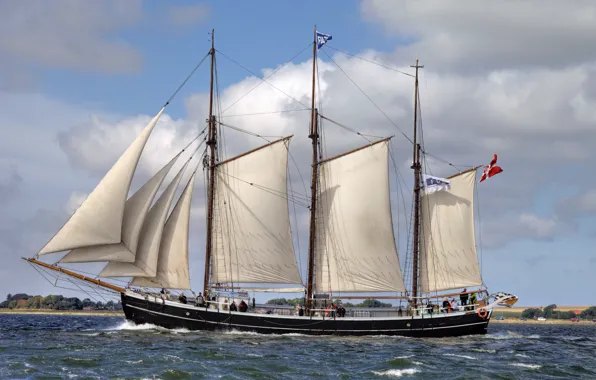 Sailboat, sails, schooner, Fulton