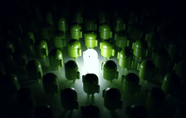 Light, green, green, robots, green, light, Android, robot