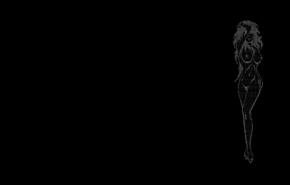 Girl, the dark background, graphics, characters, ASCII