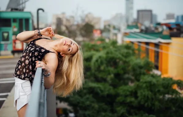 Summer, look, girl, face, background, hair, blonde
