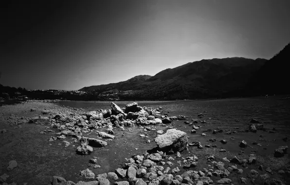 Lake, stones, mountain, Greece, dobraatebe, Crete