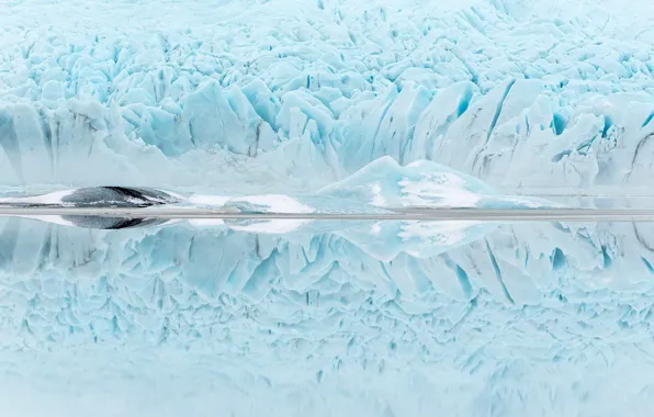 Winter, snow, reflection, ice, glacier, ice, pond, water surface