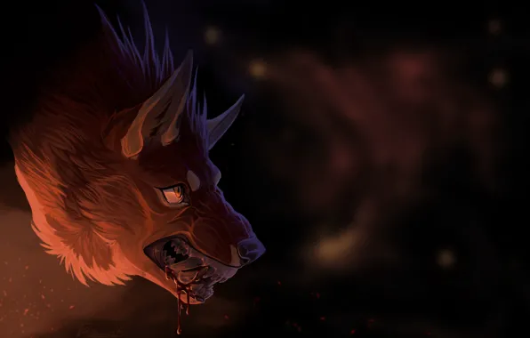 Eyes, fear, blood, wool, art, fangs, werewolf
