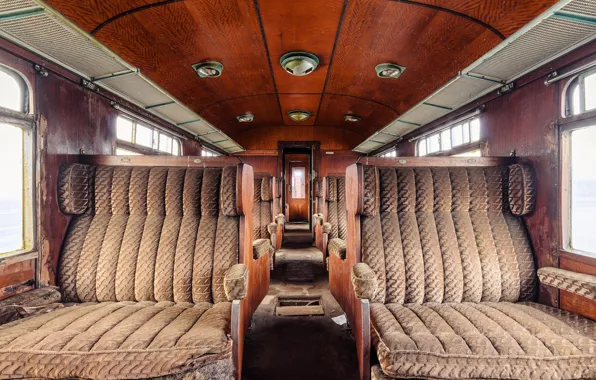 Wood, train, abandoned, doors, decay, seats, rail cruise