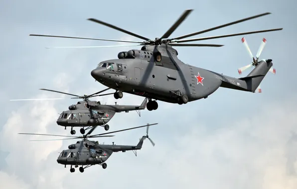 The sky, flight, blades, Mi-26, helicopters