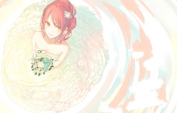 Girl, figure, bouquet, dress, the bride, the na-