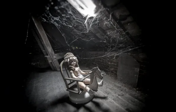 House, web, doll, attic