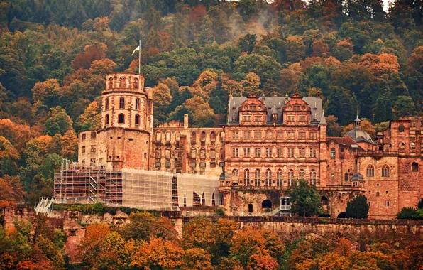 Picture autumn, trees, castle, Germany, Heidelberg