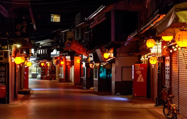 Japan, lights, Japan, night street, Miyajima