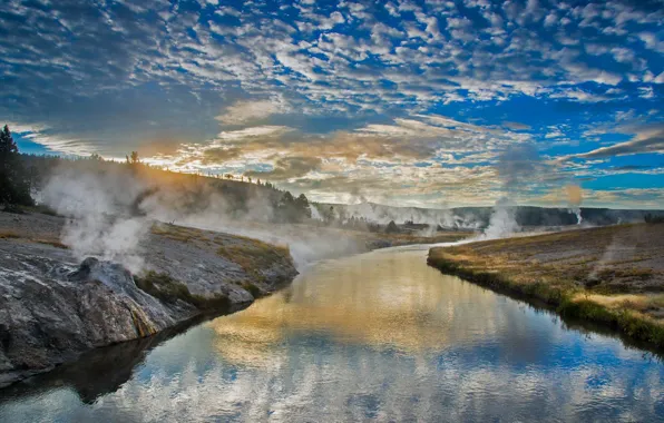 Picture landscape, pair, Wyoming, USA, river Fairhall
