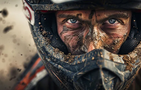 Look, Dirt, Helmet, Male, Digital art, Closeup, Athlete, Motorsport