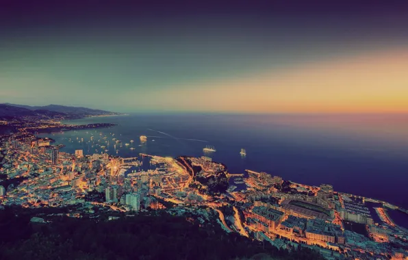Picture the city, the evening, Monaco