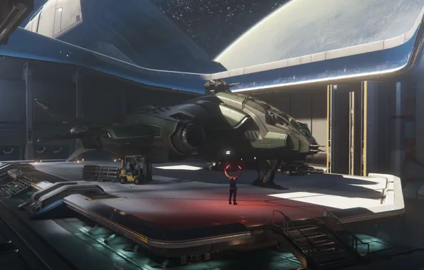 Landing, starship, Star Citizen, Javelin