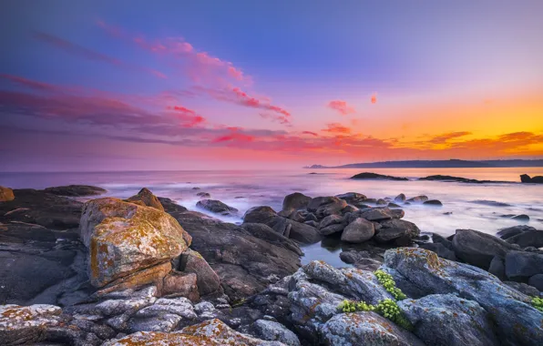 Sunset, coast, Spain, Galicia