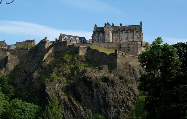 Castle, rocks, fortress, Edinburgh