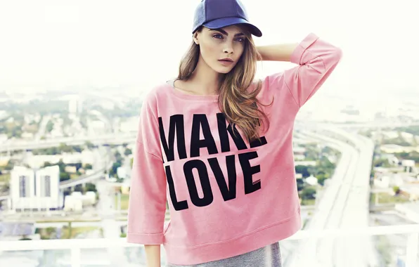 Look, pose, portrait, actress, brown hair, beauty, baseball cap, Cara Delevingne