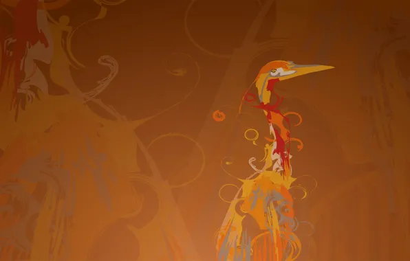 Line, background, bird, figure, curls, Heron, crane, Ubuntu