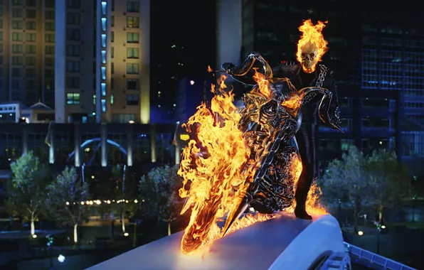 Picture fire, skull, motorcycle, Ghost rider, ghost rider