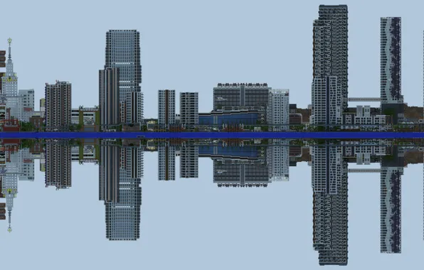 The city, reflection, home, skyscrapers, horizon, multi monitors, multi-monitor, 3840x1080
