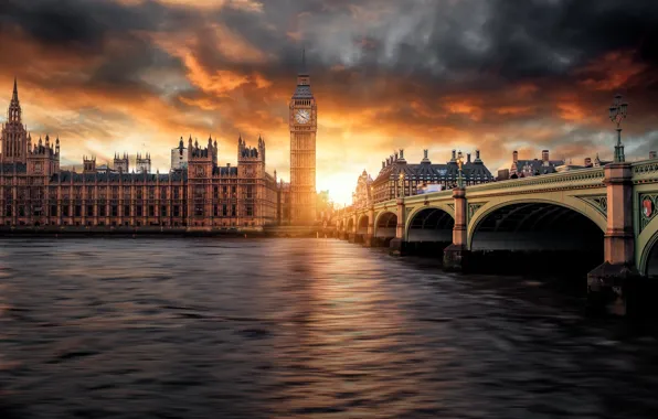 The sky, clouds, sunset, London, Big Ben, photographer, Parliament, Guerel Sahin