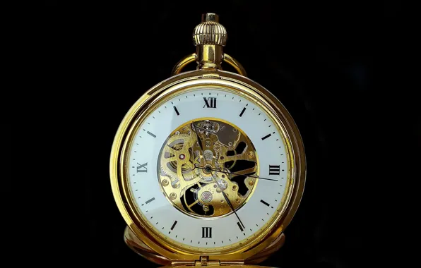 Time, mechanism, black background, time, black background, movement, pocket watch, pocket watch