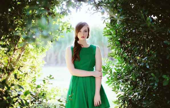 Portrait, dress, green