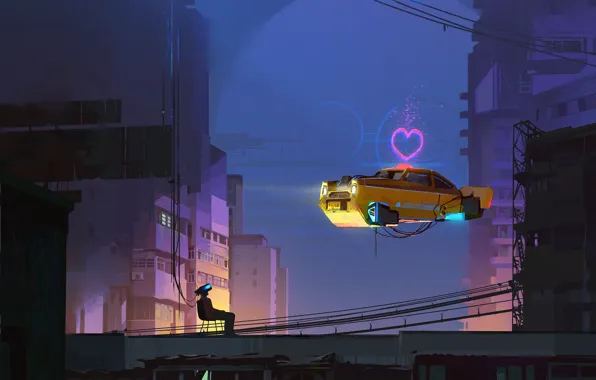 The city, Heart, People, Machine, Style, City, Car, Fantasy