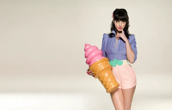 Background, shorts, ice cream, singer, celebrity, katy perry, bangs, Katy Perry