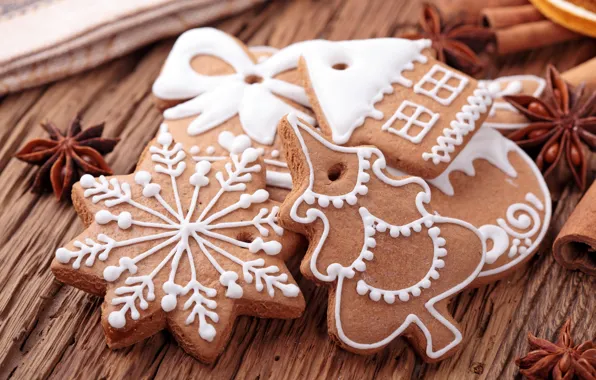 Picture tree, New Year, cookies, Christmas, sweets, house, cinnamon, bow