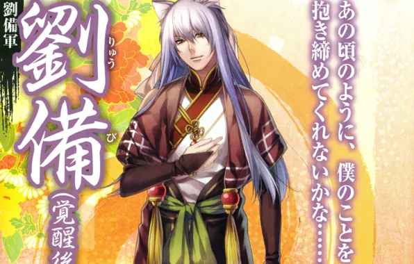 Smile, clothing, the demon, characters, ears, white hair, art, Chinese