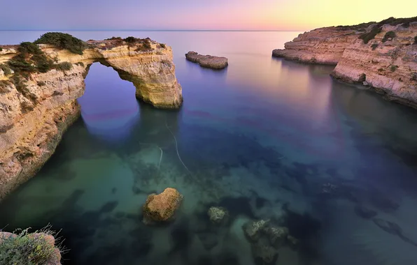 Picture sea, rock, arch, Portugal, Portugal, Algarve, Albandeira Beach