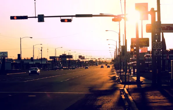 Road, auto, light, the city, street, USA, Texas, Fort Stockton